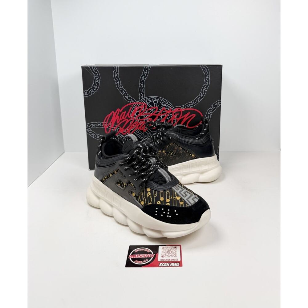 Size 40EU/7US - Versace Chain Reaction Black Sneakers🖤 RETAIL $1K!